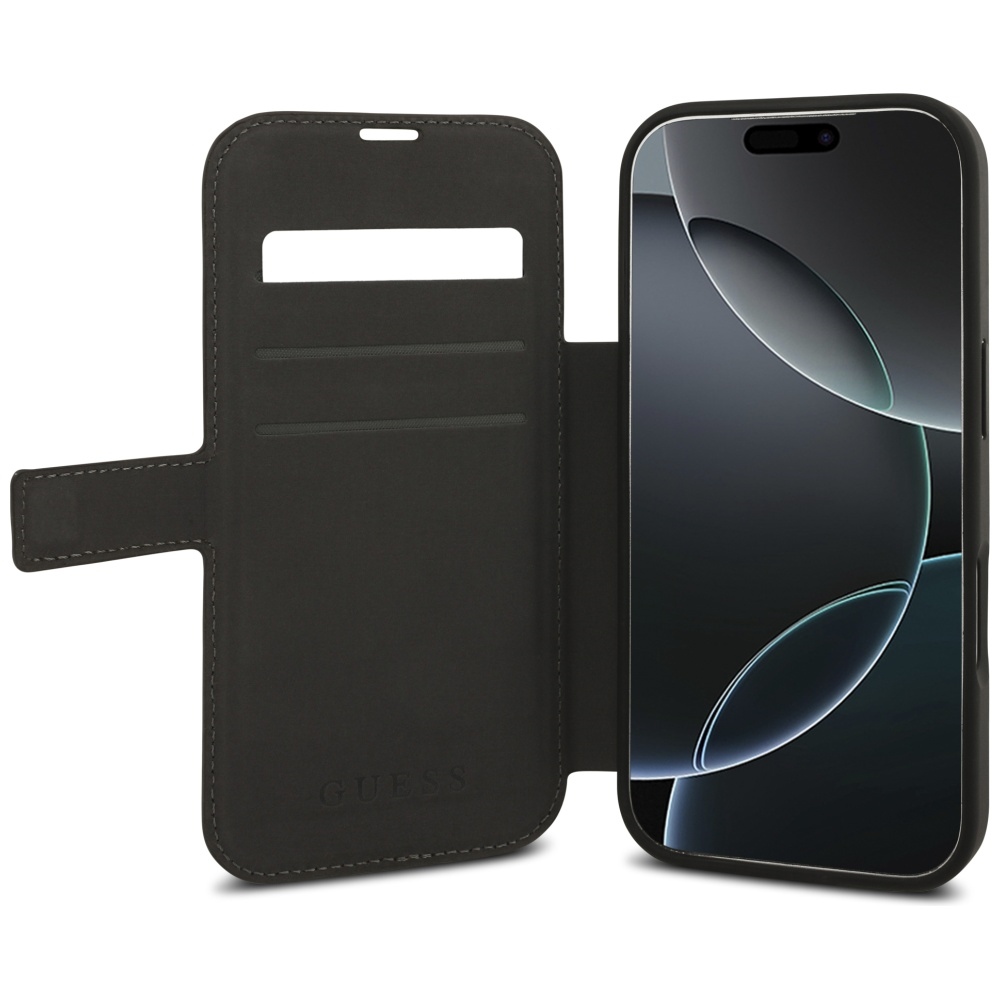 iTok webáruház - Guess Guess Book 4G Metal Logo tok iPhone 17 Pro (barna) 6 Guess Book 4G Metal Logo Case for iPhone 17 Pro (barna)
