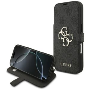 Guess Book 4G Metal Logo tok iPhone 17 Pro készülékhez (fekete)