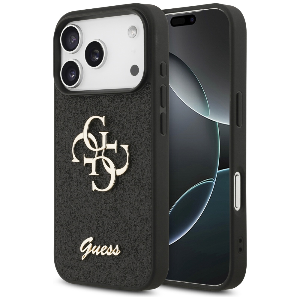 iTok webáruház - Guess Guess Fixed Glitter Big 4G tok iPhone 17 Pro készülékhez (fekete) 1 Guess Fixed Glitter Big 4G case for iPhone 17 Pro (fekete)