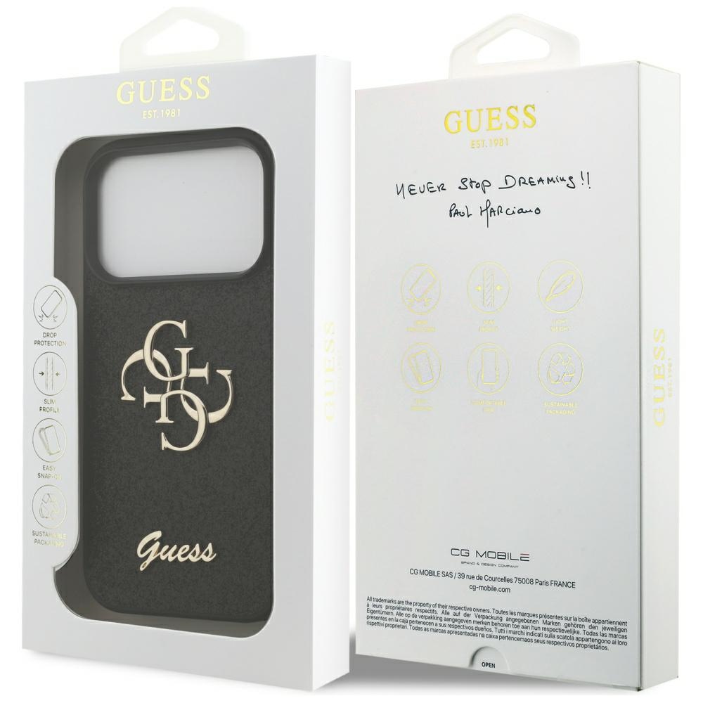 iTok webáruház - Guess Guess Fixed Glitter Big 4G tok iPhone 17 Pro készülékhez (fekete) 8 Guess Fixed Glitter Big 4G case for iPhone 17 Pro (fekete)