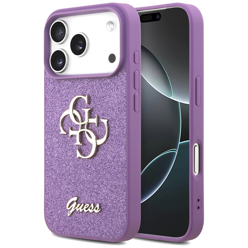 iTok webáruház - Guess Guess Fixed Glitter Big 4G tok iPhone 17 Pro készülékhez (lila) 1 Guess Fixed Glitter Big 4G case for iPhone 17 Pro (lila)