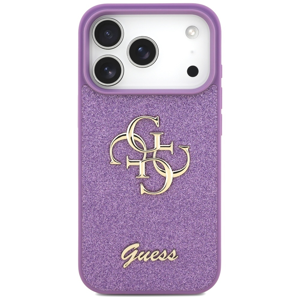 iTok webáruház - Guess Guess Fixed Glitter Big 4G tok iPhone 17 Pro készülékhez (lila) 3 Guess Fixed Glitter Big 4G case for iPhone 17 Pro (lila)