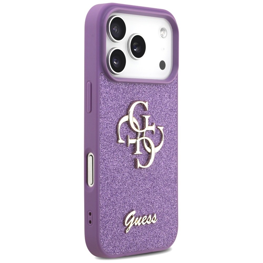 iTok webáruház - Guess Guess Fixed Glitter Big 4G tok iPhone 17 Pro készülékhez (lila) 4 Guess Fixed Glitter Big 4G case for iPhone 17 Pro (lila)