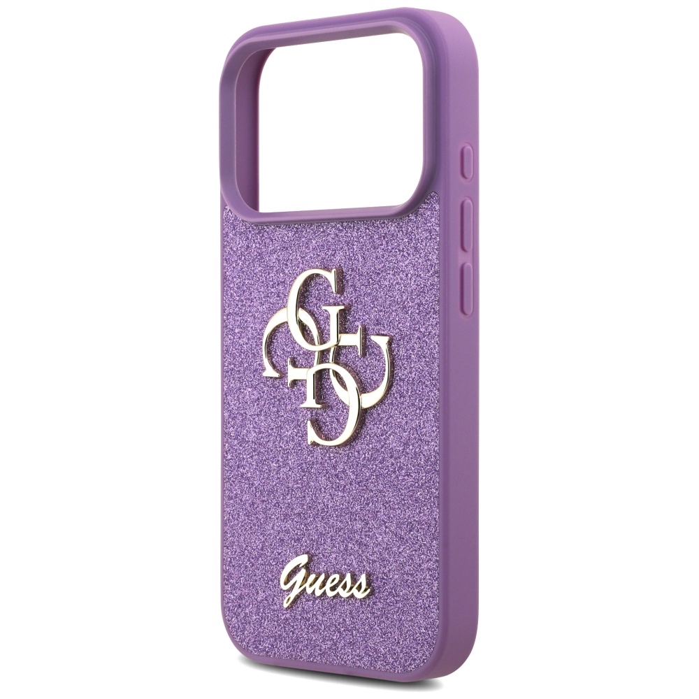 iTok webáruház - Guess Guess Fixed Glitter Big 4G tok iPhone 17 Pro készülékhez (lila) 6 Guess Fixed Glitter Big 4G case for iPhone 17 Pro (lila)