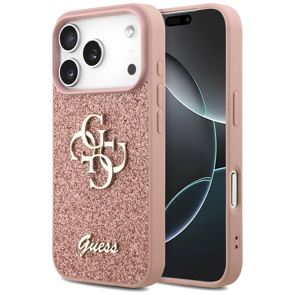 iTok webáruház - Guess Guess Fixed Glitter Big 4G tok iPhone 17 Pro készülékhez (rózsaszín) 1 Guess Fixed Glitter Big 4G Case for iPhone 17 Pro (rózsaszín)