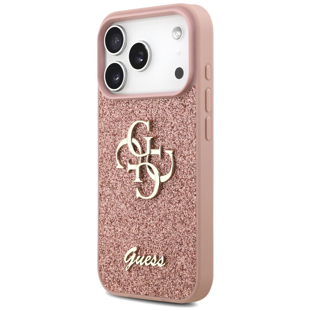 iTok webáruház - Guess Guess Fixed Glitter Big 4G tok iPhone 17 Pro készülékhez (rózsaszín) 2 Guess Fixed Glitter Big 4G Case for iPhone 17 Pro (rózsaszín)