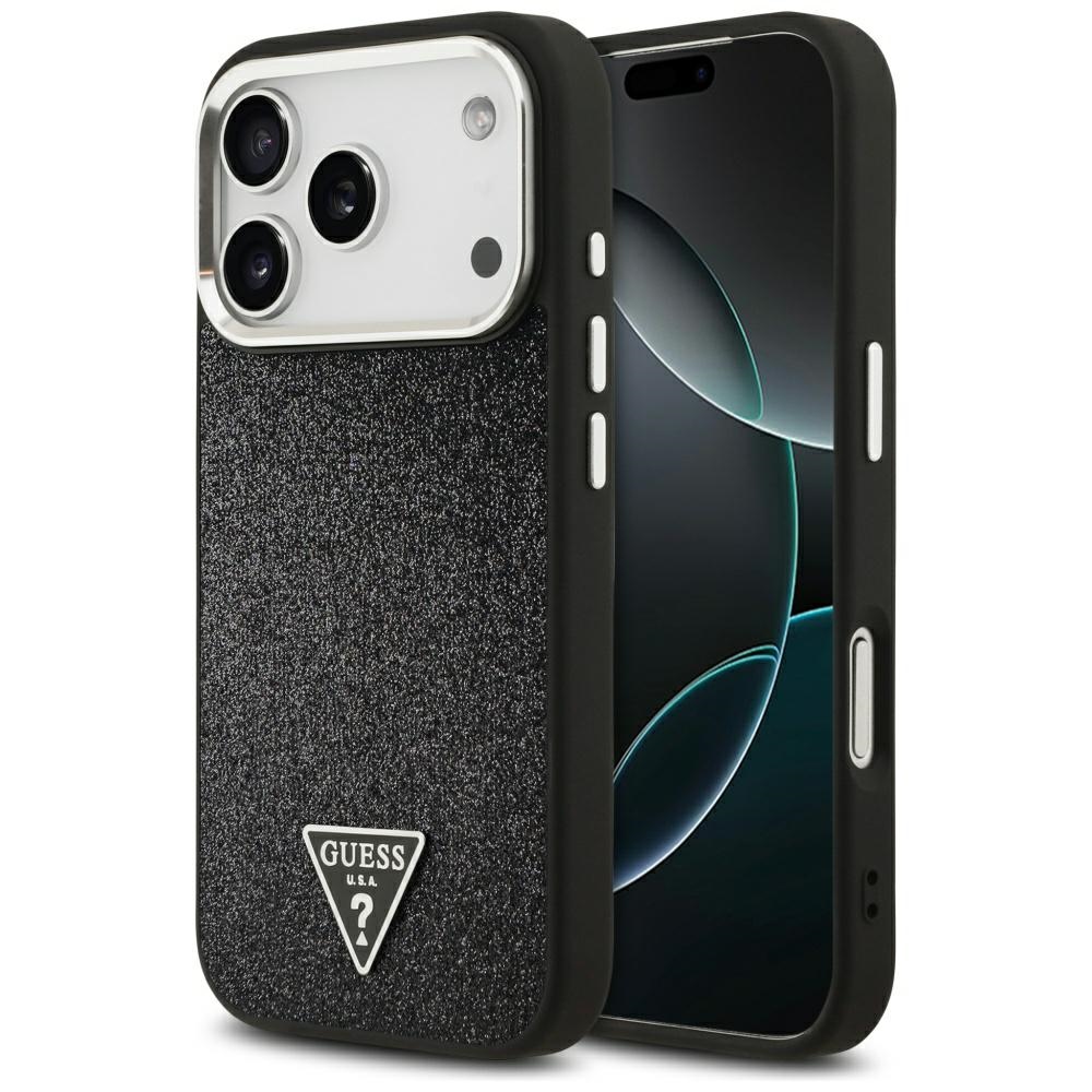 iTok webáruház - Guess Guess Glitter Triangle Logo MagSafe tok iPhone 17 Pro készülékhez (fekete) 1 Guess Glitter Triangle Logo MagSafe Case for iPhone 17 Pro (fekete)
