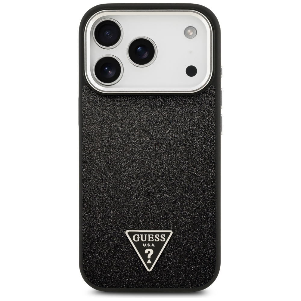 iTok webáruház - Guess Guess Glitter Triangle Logo MagSafe tok iPhone 17 Pro készülékhez (fekete) 3 Guess Glitter Triangle Logo MagSafe Case for iPhone 17 Pro (fekete)
