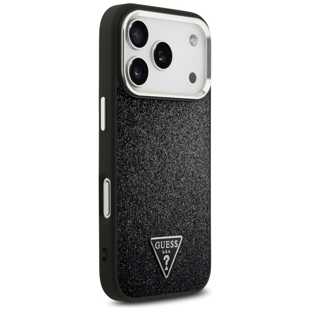 iTok webáruház - Guess Guess Glitter Triangle Logo MagSafe tok iPhone 17 Pro készülékhez (fekete) 4 Guess Glitter Triangle Logo MagSafe Case for iPhone 17 Pro (fekete)