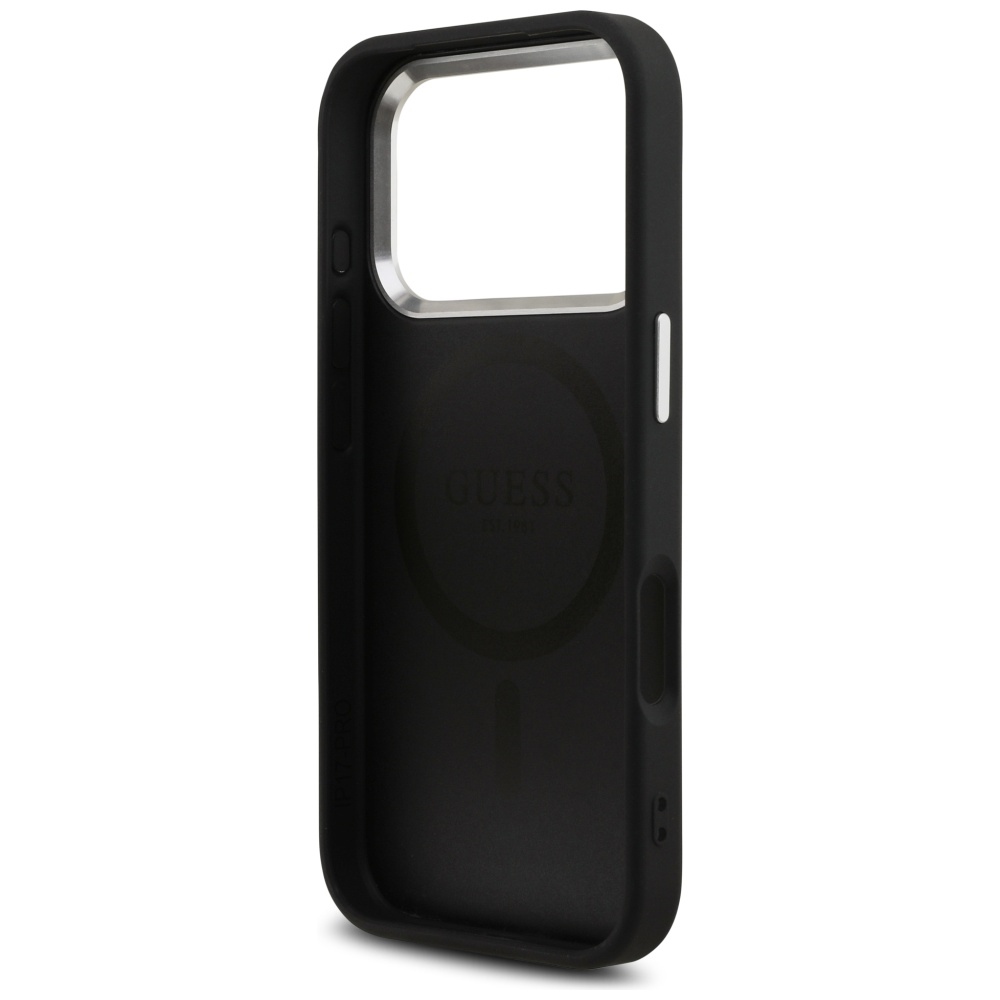 iTok webáruház - Guess Guess Glitter Triangle Logo MagSafe tok iPhone 17 Pro készülékhez (fekete) 7 Guess Glitter Triangle Logo MagSafe Case for iPhone 17 Pro (fekete)