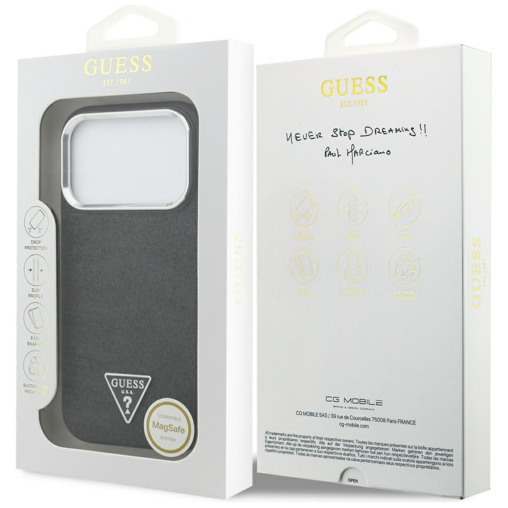 iTok webáruház - Guess Guess Glitter Triangle Logo MagSafe tok iPhone 17 Pro készülékhez (fekete) 8 Guess Glitter Triangle Logo MagSafe Case for iPhone 17 Pro (fekete)