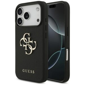 Guess Grained Big 4G & Classic Logo tok iPhone 17 Pro készülékhez (fekete)