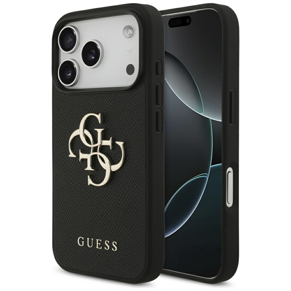 iTok webáruház - Guess Guess Grained Big 4G & Classic Logo tok iPhone 17 Pro készülékhez (fekete) 1 Guess Grained Big 4G & Classic Logo case for iPhone 17 Pro (fekete)