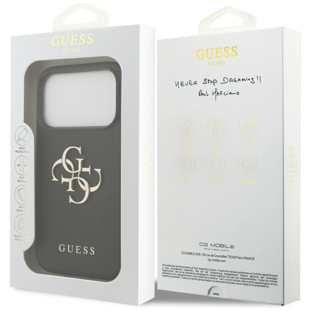 iTok webáruház - Guess Guess Grained Big 4G & Classic Logo tok iPhone 17 Pro készülékhez (fekete) 8 Guess Grained Big 4G & Classic Logo case for iPhone 17 Pro (fekete)
