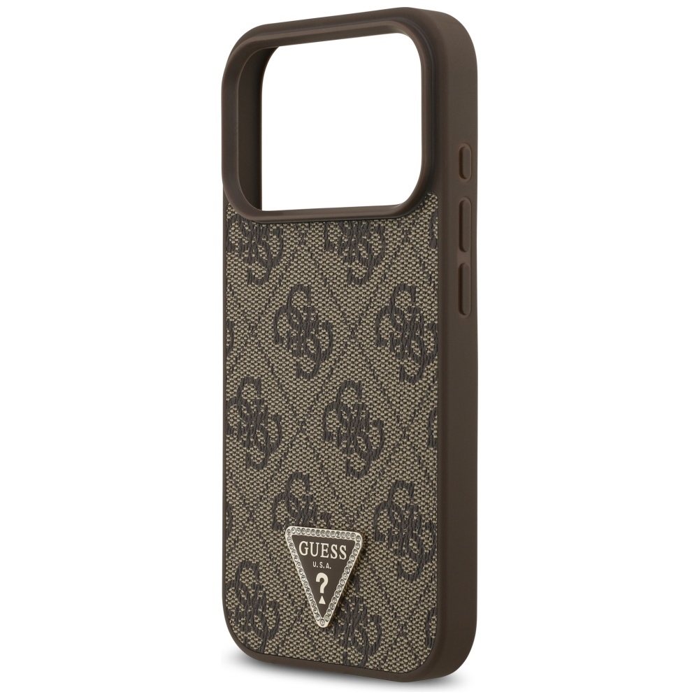 iTok webáruház - Guess Guess Leather 4G Triangle Strass MagSafe tok iPhone 17 Pro (barna) 6 Guess Leather 4G Triangle Strass MagSafe Case for iPhone 17 Pro (barna)