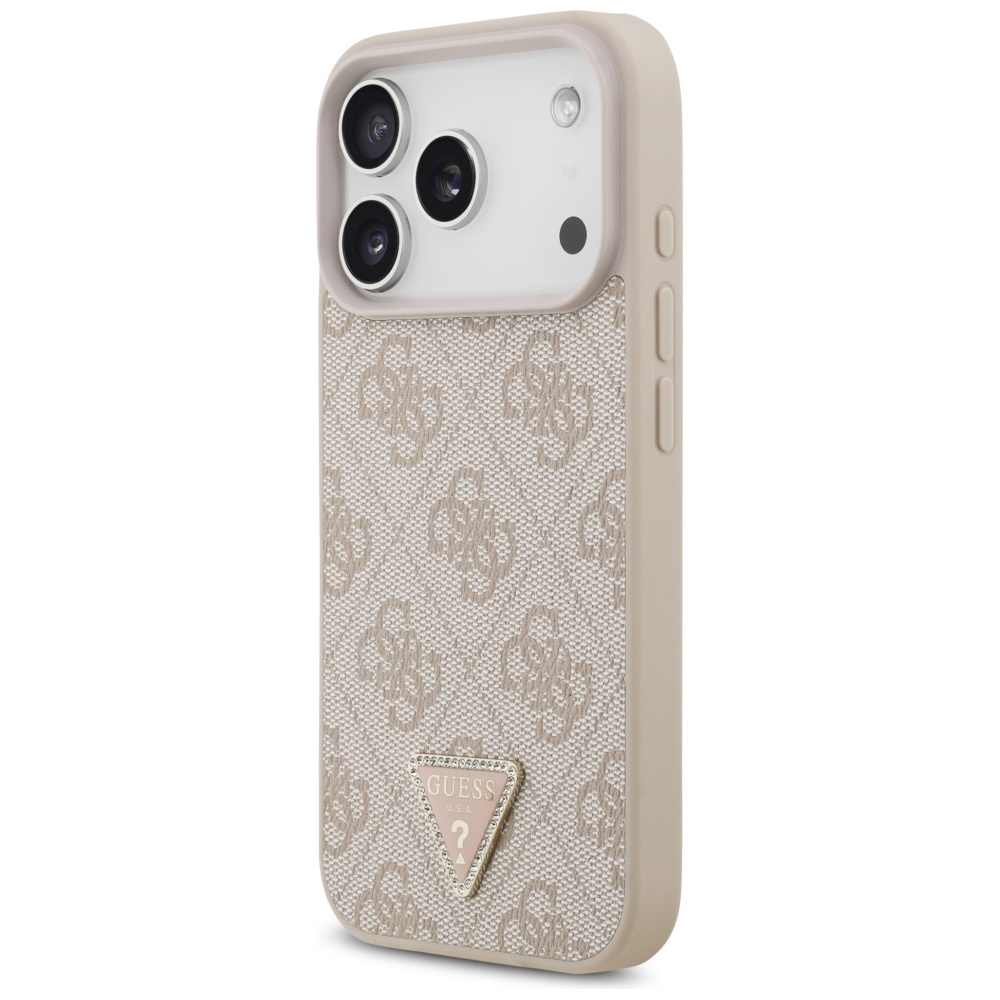 iTok webáruház - Guess Guess Leather 4G Triangle Strass MagSafe tok iPhone 17 Pro készülékhez (rózsaszín) 2 Guess Leather 4G Triangle Strass MagSafe Case for iPhone 17 Pro (rózsaszín)