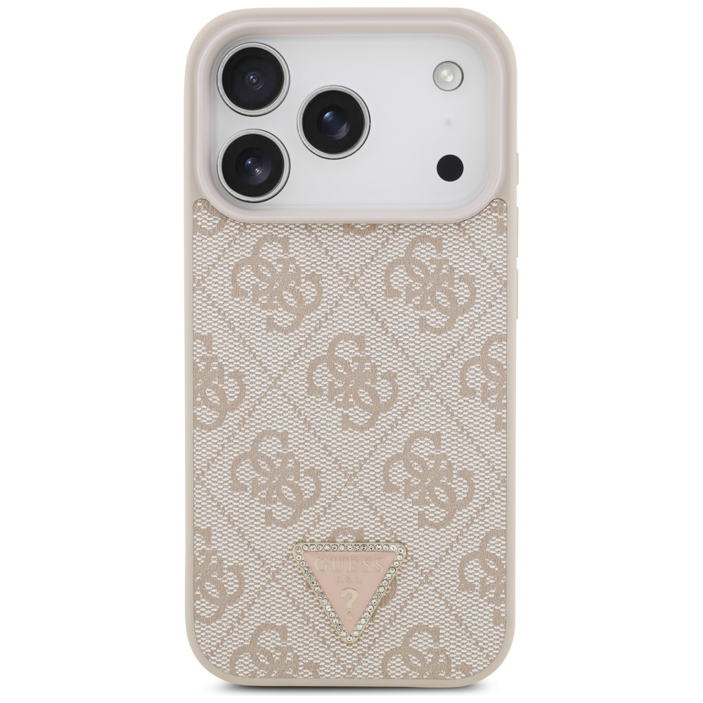 iTok webáruház - Guess Guess Leather 4G Triangle Strass MagSafe tok iPhone 17 Pro készülékhez (rózsaszín) 3 Guess Leather 4G Triangle Strass MagSafe Case for iPhone 17 Pro (rózsaszín)