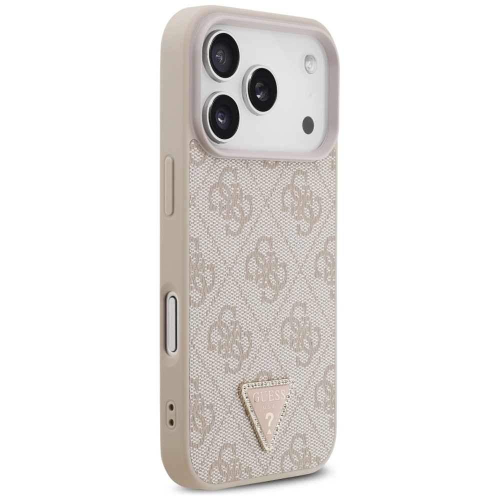 iTok webáruház - Guess Guess Leather 4G Triangle Strass MagSafe tok iPhone 17 Pro készülékhez (rózsaszín) 4 Guess Leather 4G Triangle Strass MagSafe Case for iPhone 17 Pro (rózsaszín)