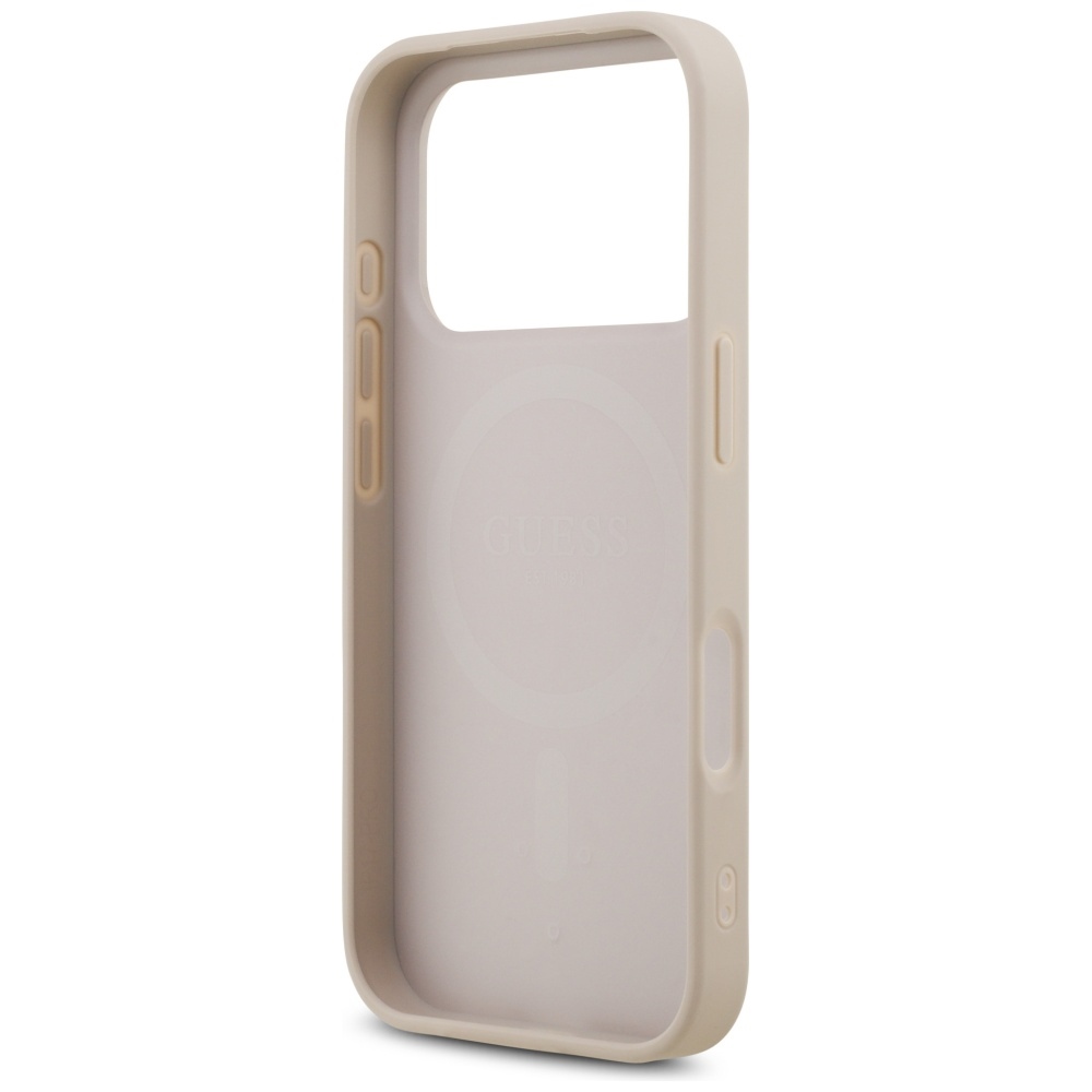 iTok webáruház - Guess Guess Leather 4G Triangle Strass MagSafe tok iPhone 17 Pro készülékhez (rózsaszín) 7 Guess Leather 4G Triangle Strass MagSafe Case for iPhone 17 Pro (rózsaszín)