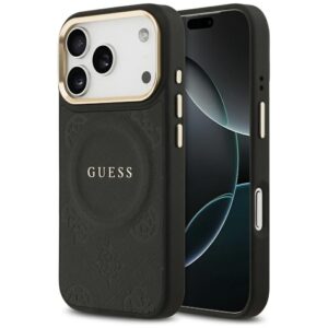 Guess Peony Hot Stamp MagSafe tok iPhone 17 Pro készülékhez (fekete)