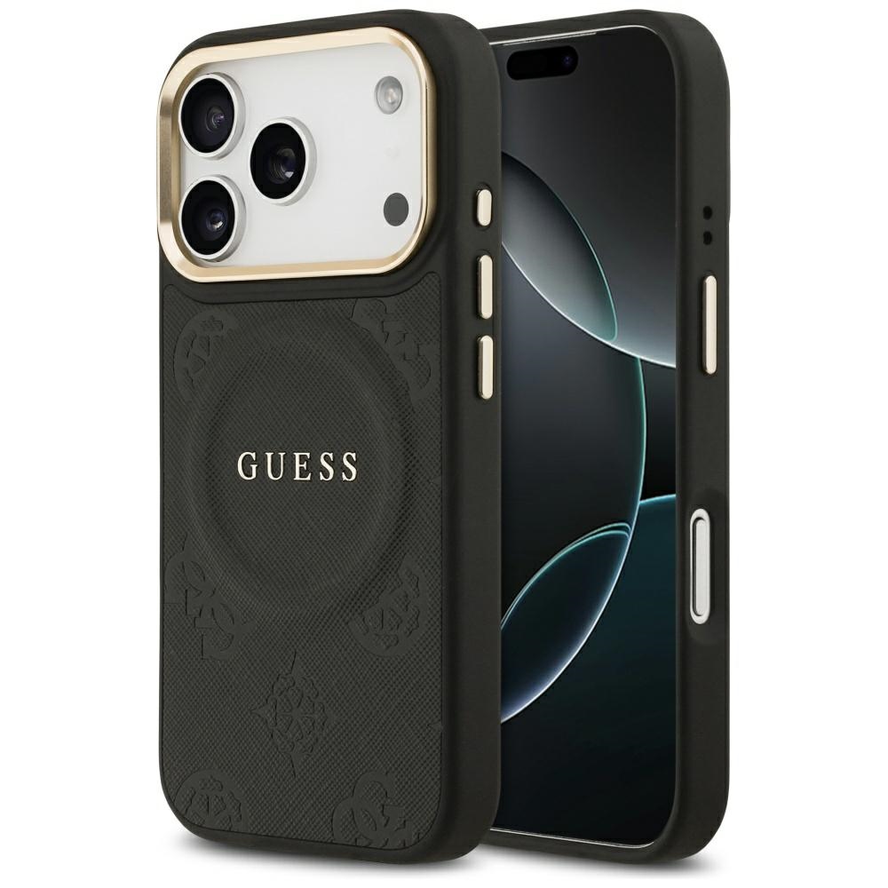 iTok webáruház - Guess Guess Peony Hot Stamp MagSafe tok iPhone 17 Pro készülékhez (fekete) 1 Guess Peony Hot Stamp MagSafe Case for iPhone 17 Pro (fekete)