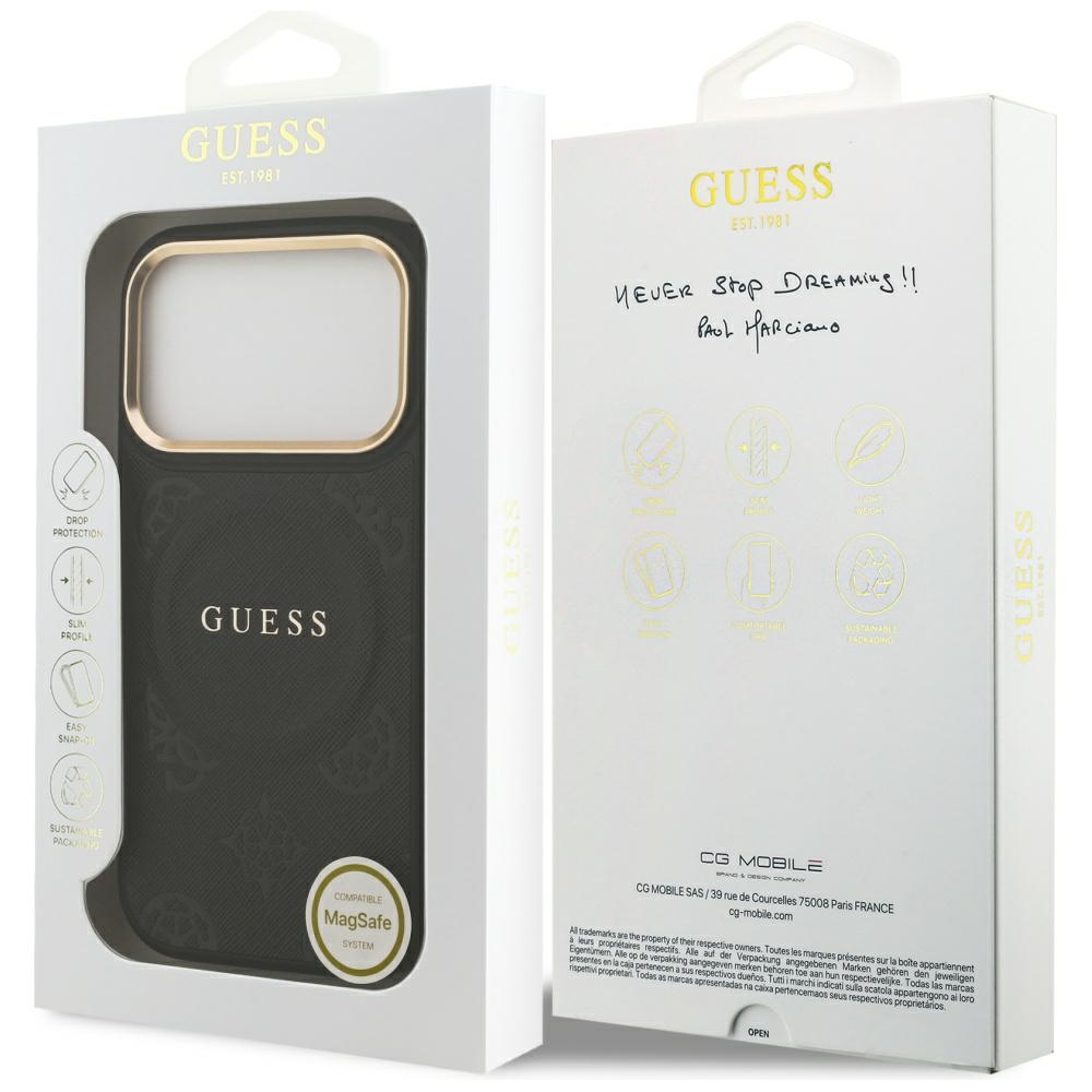 iTok webáruház - Guess Guess Peony Hot Stamp MagSafe tok iPhone 17 Pro készülékhez (fekete) 8 Guess Peony Hot Stamp MagSafe Case for iPhone 17 Pro (fekete)