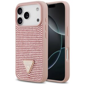 Guess Rhinestone Triangle Logo tok iPhone 17 Pro készülékhez (rózsaszín)