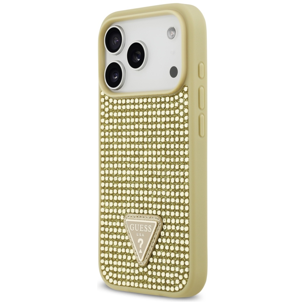 iTok webáruház - Guess Guess Rhinestone Triangle Logo iPhone 17 Pro tok – arany (arany) 2 Guess Rhinestone Triangle Logo iPhone 17 Pro Case (arany)