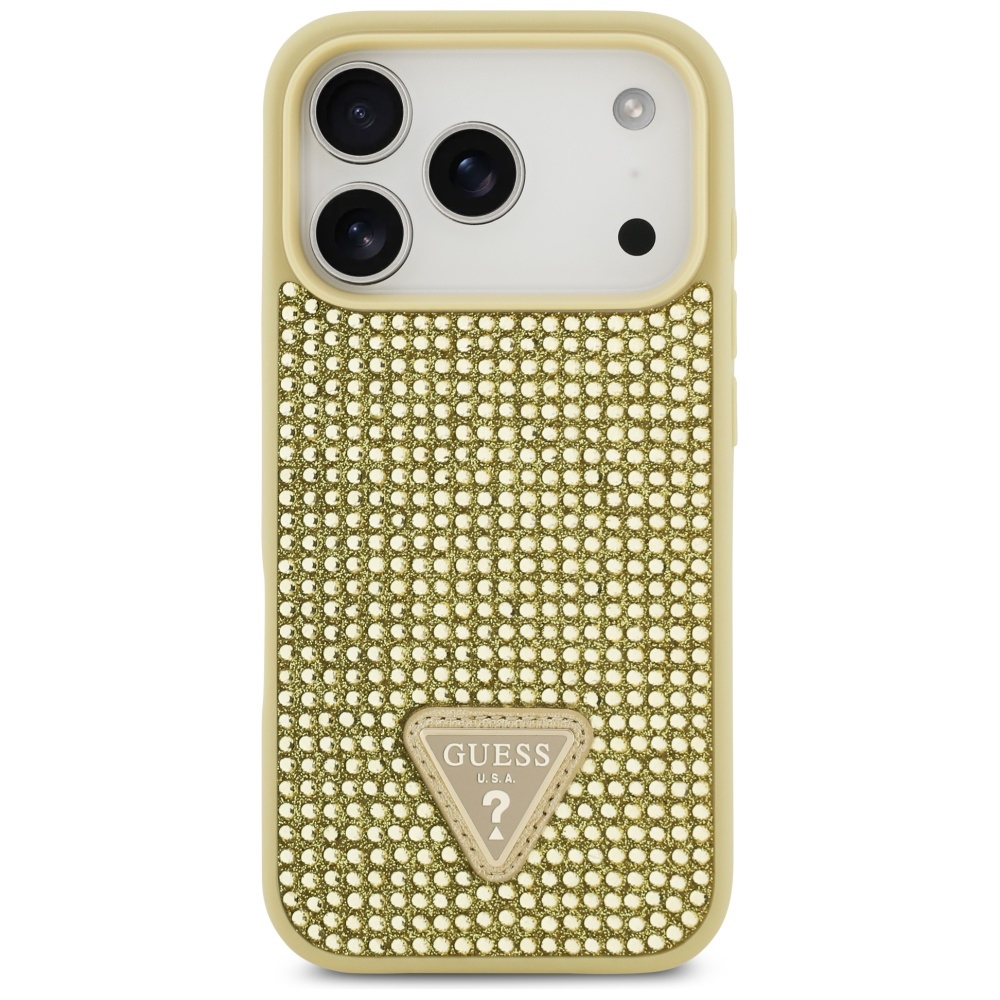 iTok webáruház - Guess Guess Rhinestone Triangle Logo iPhone 17 Pro tok – arany (arany) 3 Guess Rhinestone Triangle Logo iPhone 17 Pro Case (arany)