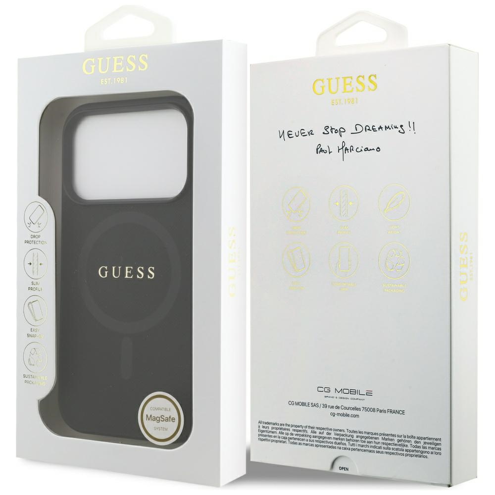 iTok webáruház - Guess Guess Saffiano Classic Logo MagSafe tok iPhone 17 Pro készülékhez (fekete) 8 Guess Saffiano Classic Logo MagSafe Case for iPhone 17 Pro (fekete)