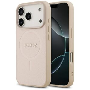 Guess Saffiano Classic Logo MagSafe tok iPhone 17 Pro készülékhez (rózsaszín)