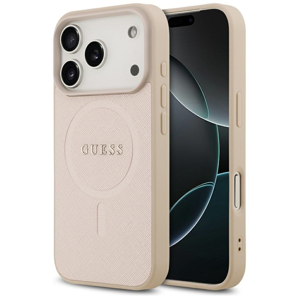 iTok webáruház - Guess Guess Saffiano Classic Logo MagSafe tok iPhone 17 Pro készülékhez (rózsaszín) 1 Guess Saffiano Classic Logo MagSafe Case for iPhone 17 Pro (rózsaszín)