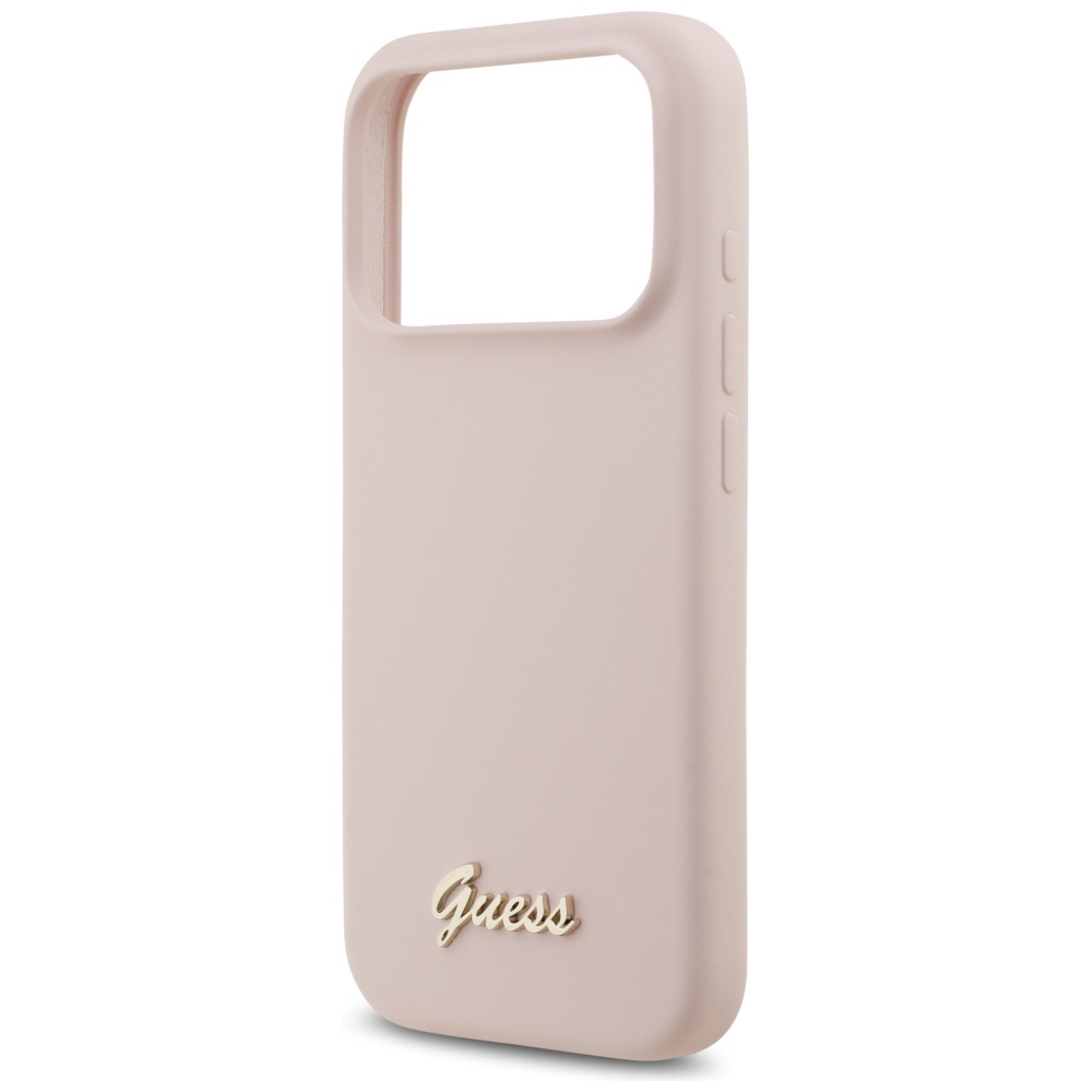 iTok webáruház - Guess Guess Silicone Script Metal Logo MagSafe szilikon tok iPhone 17 Pro készülékhez (rózsaszín) 6 Guess Silicone Script Metal Logo MagSafe Case for iPhone 17 Pro (rózsaszín)