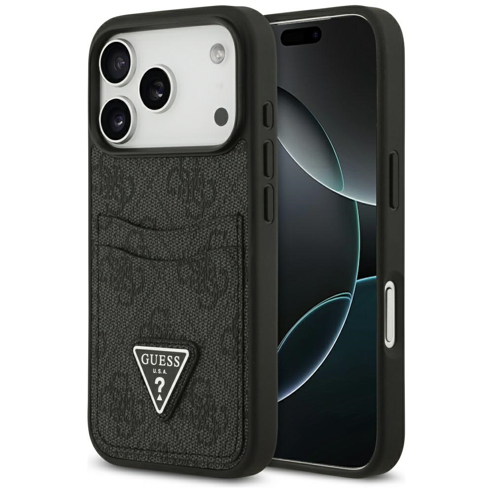 iTok webáruház - Guess Guess 4G Double Card Triangle tok iPhone 17 Pro (fekete) 1 Guess 4G nauble Card Triangle case for iPhone 17 Pro (fekete)