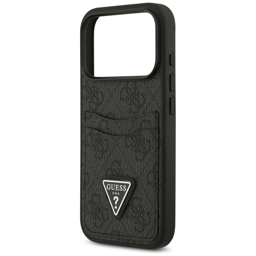 iTok webáruház - Guess Guess 4G Double Card Triangle tok iPhone 17 Pro (fekete) 6 Guess 4G nauble Card Triangle case for iPhone 17 Pro (fekete)