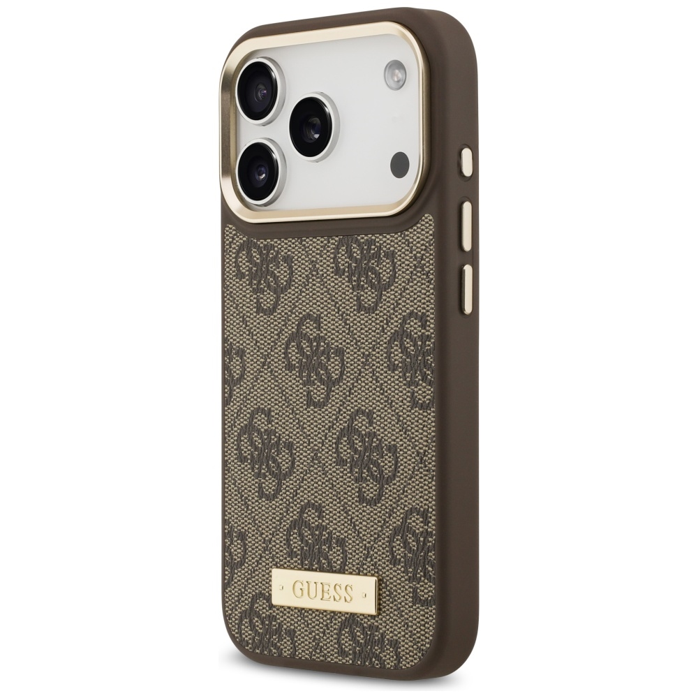 iTok webáruház - Guess Guess 4G Logo Plate MagSafe tok iPhone 17 Pro (barna) 2 Guess 4G Logo Plate MagSafe case for iPhone 17 Pro (barna)
