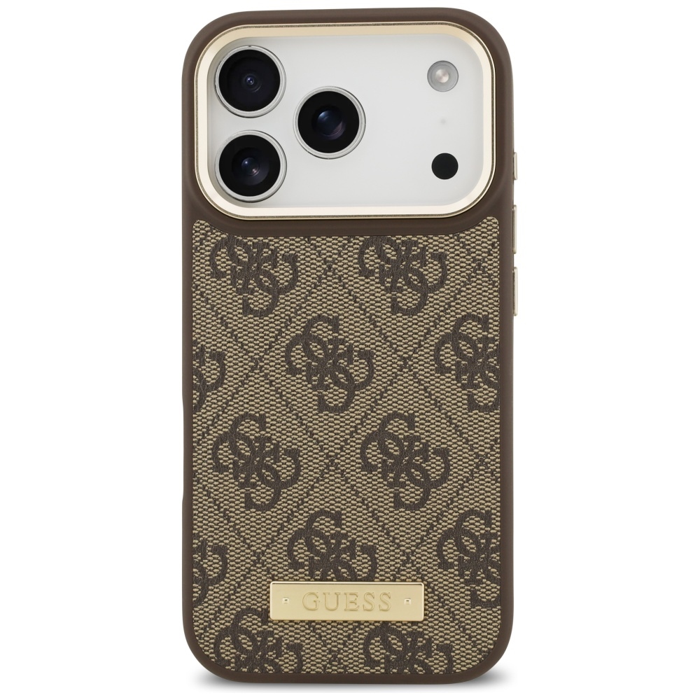 iTok webáruház - Guess Guess 4G Logo Plate MagSafe tok iPhone 17 Pro (barna) 3 Guess 4G Logo Plate MagSafe case for iPhone 17 Pro (barna)