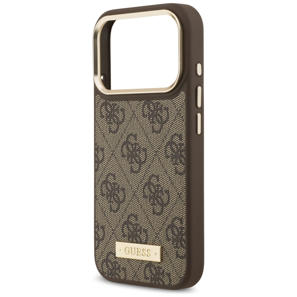 iTok webáruház - Guess Guess 4G Logo Plate MagSafe tok iPhone 17 Pro (barna) 6 Guess 4G Logo Plate MagSafe case for iPhone 17 Pro (barna)