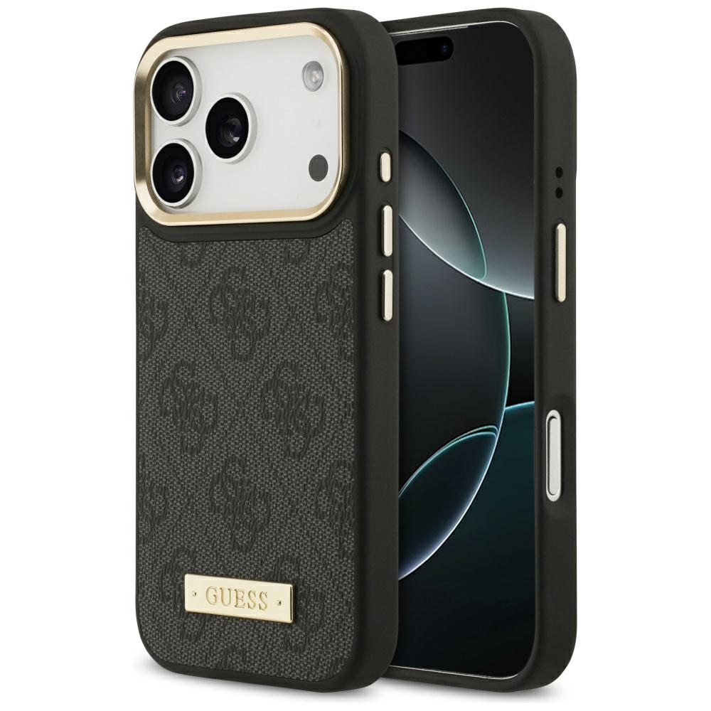 iTok webáruház - Guess Guess 4G Logo Plate MagSafe tok iPhone 17 Pro készülékhez (fekete) 1 Guess 4G Logo Plate MagSafe Case for iPhone 17 Pro (fekete)