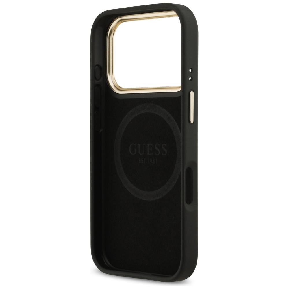 iTok webáruház - Guess Guess 4G Logo Plate MagSafe tok iPhone 17 Pro készülékhez (fekete) 7 Guess 4G Logo Plate MagSafe Case for iPhone 17 Pro (fekete)