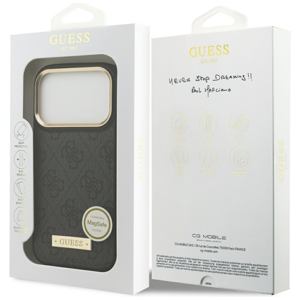 iTok webáruház - Guess Guess 4G Logo Plate MagSafe tok iPhone 17 Pro készülékhez (fekete) 8 Guess 4G Logo Plate MagSafe Case for iPhone 17 Pro (fekete)