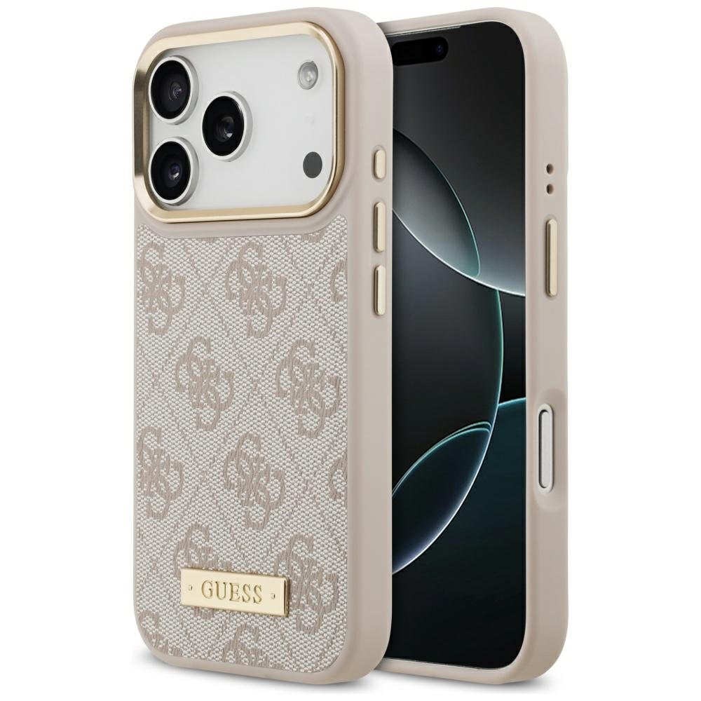 iTok webáruház - Guess Guess 4G Logo Plate MagSafe tok iPhone 17 Pro készülékhez (rózsaszín) 1 Guess 4G Logo Plate MagSafe Case for iPhone 17 Pro (rózsaszín)