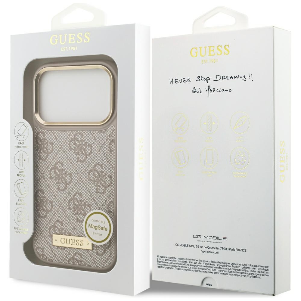 iTok webáruház - Guess Guess 4G Logo Plate MagSafe tok iPhone 17 Pro készülékhez (rózsaszín) 8 Guess 4G Logo Plate MagSafe Case for iPhone 17 Pro (rózsaszín)