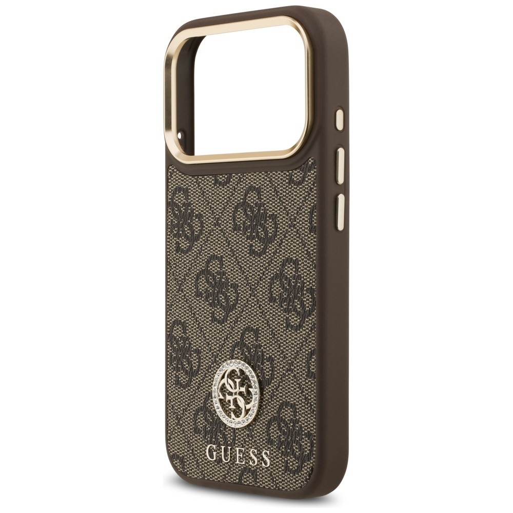 iTok webáruház - Guess Guess 4G Strass Logo & Big Strap Metal Buttons MagSafe tok iPhone 17 Pro készülékhez (barna) 6 Guess 4G Strass Logo & Big Strap Metal Buttons MagSafe Case for iPhone 17 Pro (barna)