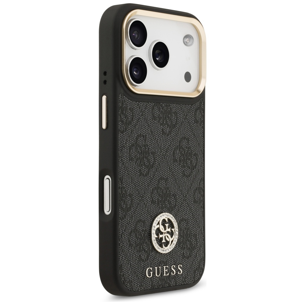 iTok webáruház - Guess Guess 4G Strass Logo & Big Strap Metal Buttons MagSafe tok iPhone 17 Pro készülékhez (fekete) 4 Guess 4G Strass Logo & Big Strap Metal Buttons MagSafe Case for iPhone 17 Pro (fekete)