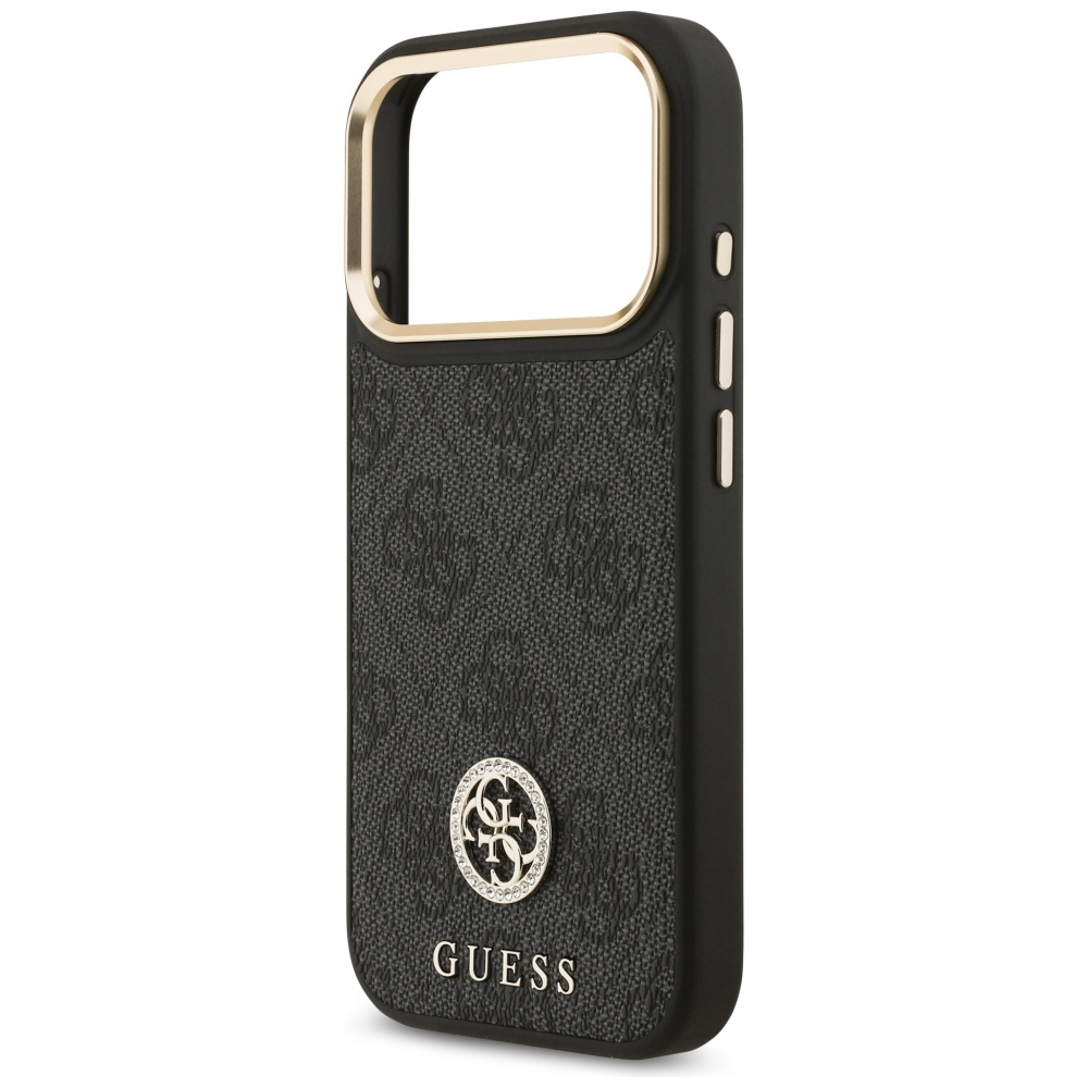 iTok webáruház - Guess Guess 4G Strass Logo & Big Strap Metal Buttons MagSafe tok iPhone 17 Pro készülékhez (fekete) 6 Guess 4G Strass Logo & Big Strap Metal Buttons MagSafe Case for iPhone 17 Pro (fekete)