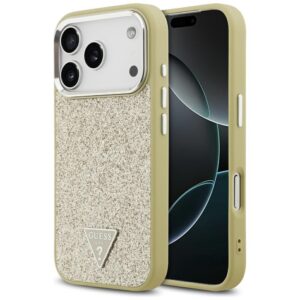 Guess Glitter Triangle Logo MagSafe tok iPhone 17 Pro (arany)