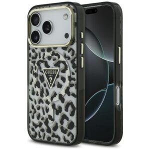 Guess Leopard Glitter MagSafe tok iPhone 17 Pro készülékhez (fekete)