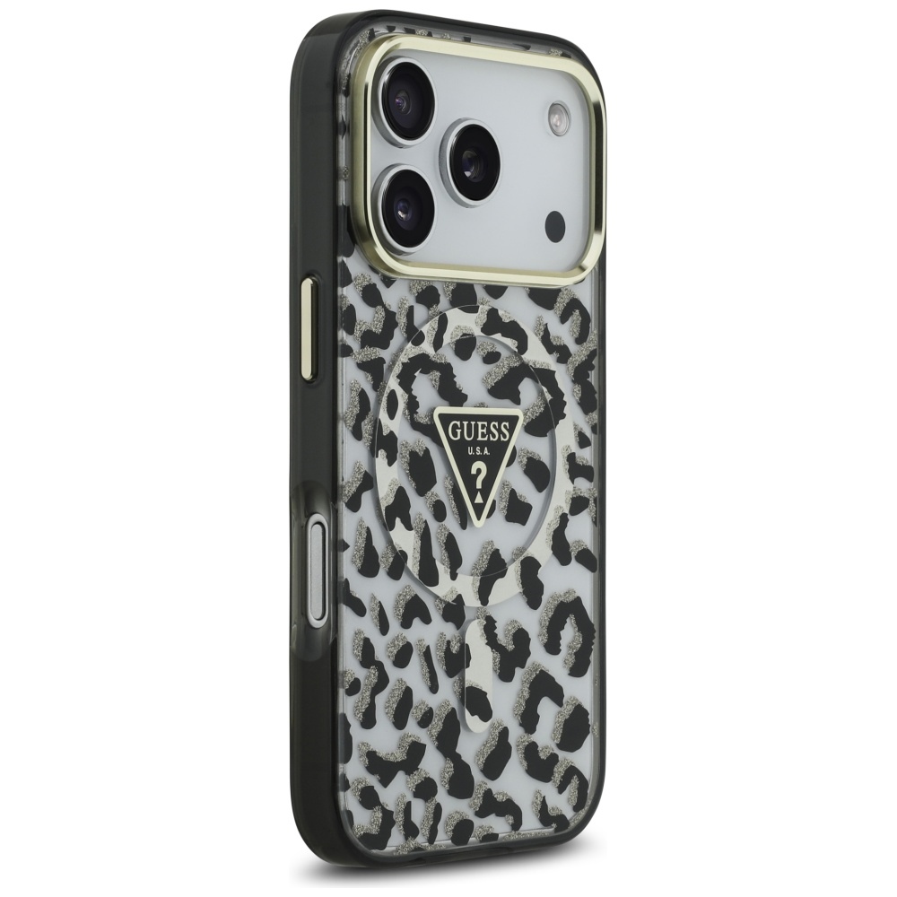 iTok webáruház - Guess Guess Leopard Glitter MagSafe tok iPhone 17 Pro készülékhez (fekete) 4 Guess Leopard Glitter MagSafe Case for iPhone 17 Pro (fekete)