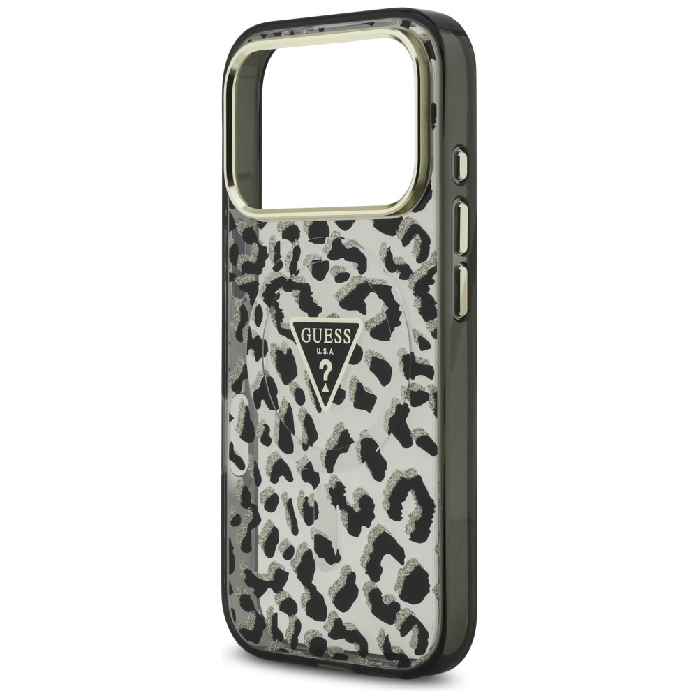 iTok webáruház - Guess Guess Leopard Glitter MagSafe tok iPhone 17 Pro készülékhez (fekete) 6 Guess Leopard Glitter MagSafe Case for iPhone 17 Pro (fekete)